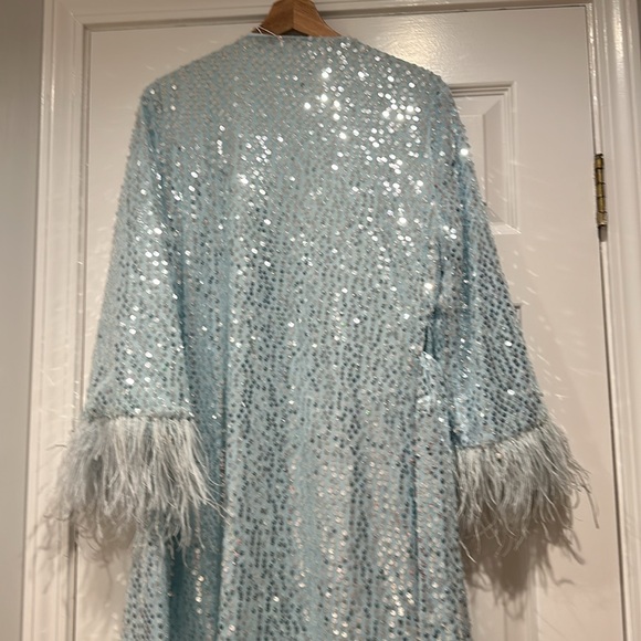 NWT Likely Blue Sequin Mini Dress w/ Ostrich feathers - Picture 16 of 17